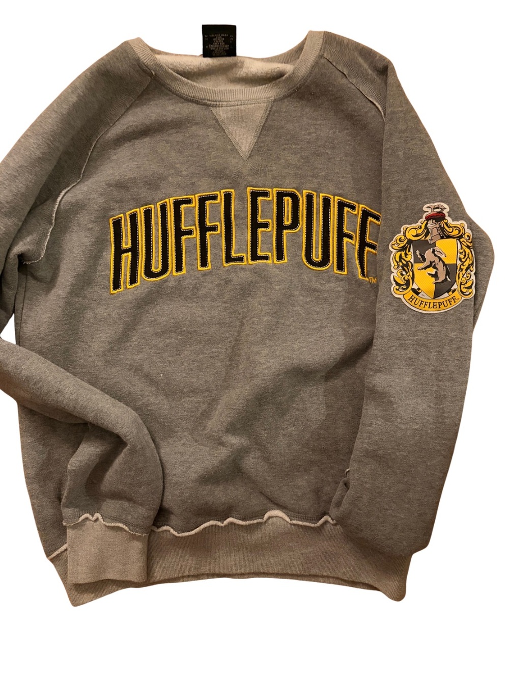 Universal Grey Hufflepuff Crewneck Sweatshirt with Yellow Trim